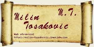 Milin Tošaković vizit kartica